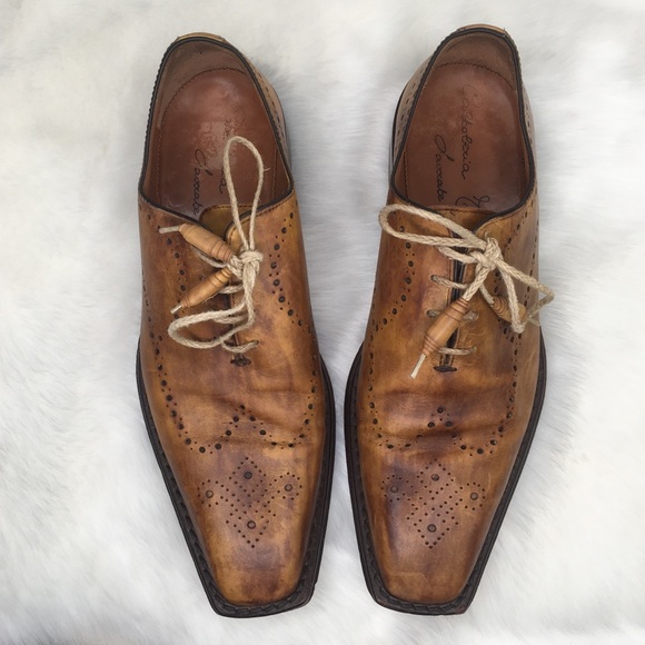 SOLD: Calzoleria 11 Tan Leather Oxford Dress Shoes - Picture 3 of 8